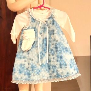 HANDMADE GIRL CHRISTMAS LAYETTE DRESS SIZE 3M & 6m.